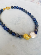 Lapis Taþlý Gold incili Kolye