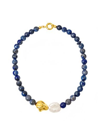 Lapis Taþlý Gold incili Kolye